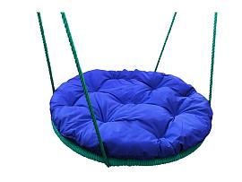 Качели ГНЕЗДО с подушкой 0,8 м, с оплёткой зеленое синя подушка